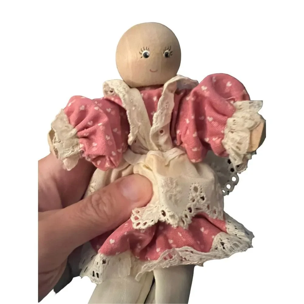 Clothes Pin Doll Making Supplies Fabric Shirts Pants Hair‎ Partially Complete